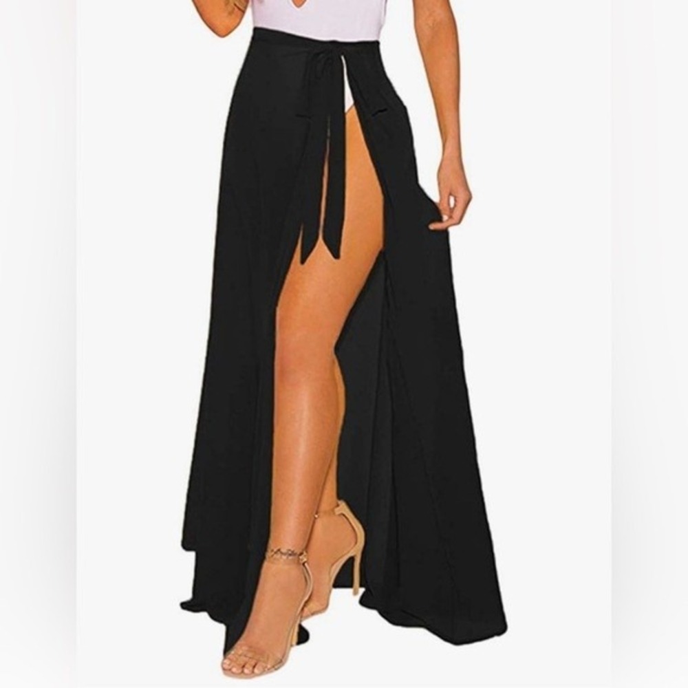 OmicGot Black Women's Swimsuit Cover Up Beach Sarong Wrap Maxi Skirt - Picture 1 of 1